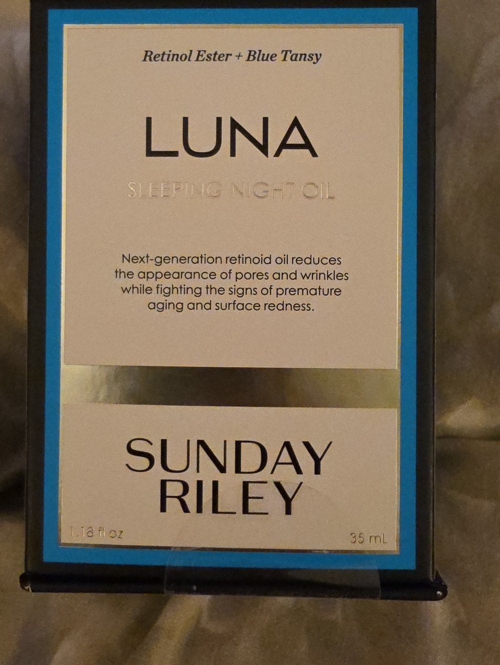 Sunday Riley LUNA Sleeping Night Oil — Blue & Gold Accents 1.18 Fl 0z 35ml NEW